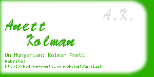 anett kolman business card